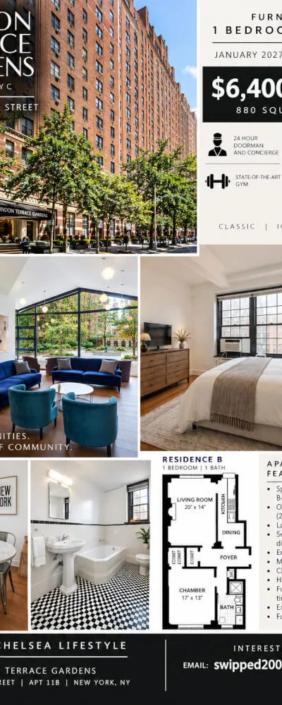London Terrace Gorgeous 1 Bedroom Sublet