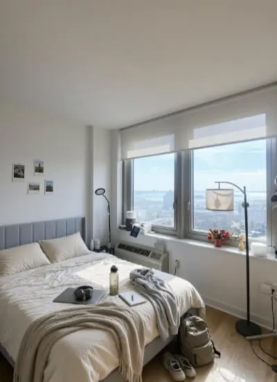 Living Room Space for Rent at 70 Columbus, Jersey City | In-Unit Laundry