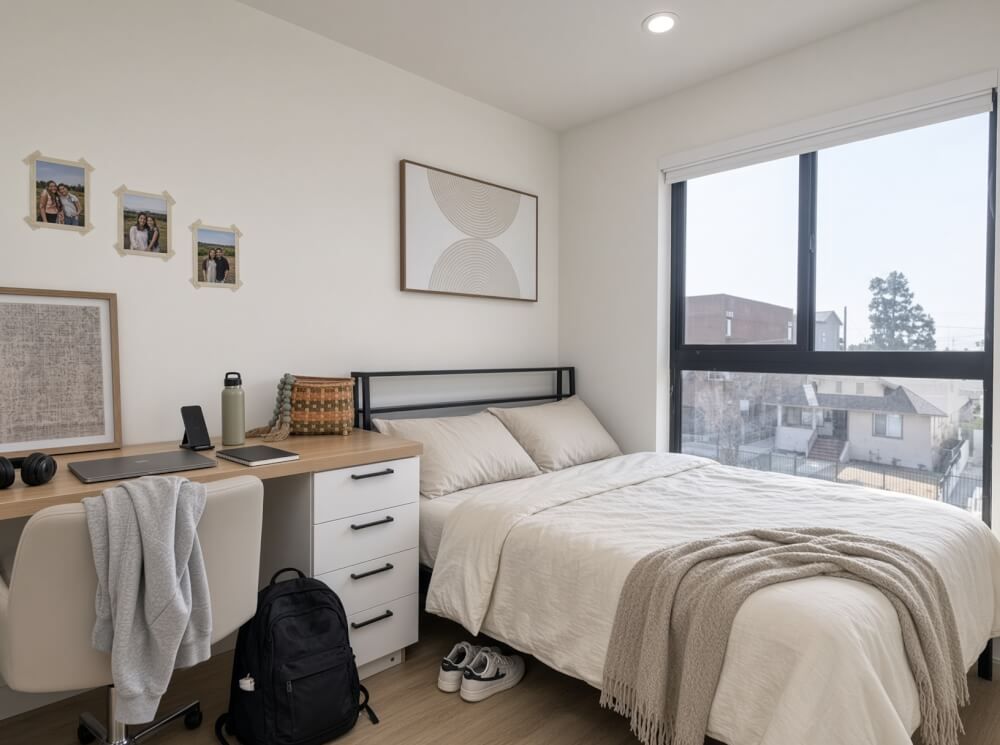 Modern Private Bedroom & En-Suite Bath near USC | Furnished Sublet | Courtyard & Study Lounge