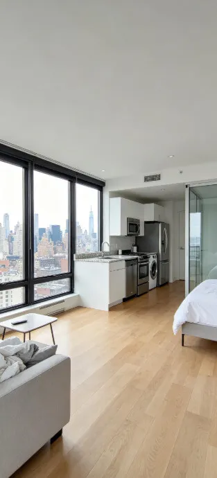 NYC 1B1B Apartment Sublet | 20th Floor | Floor-to-Ceiling Windows | In-Unit Laundry
