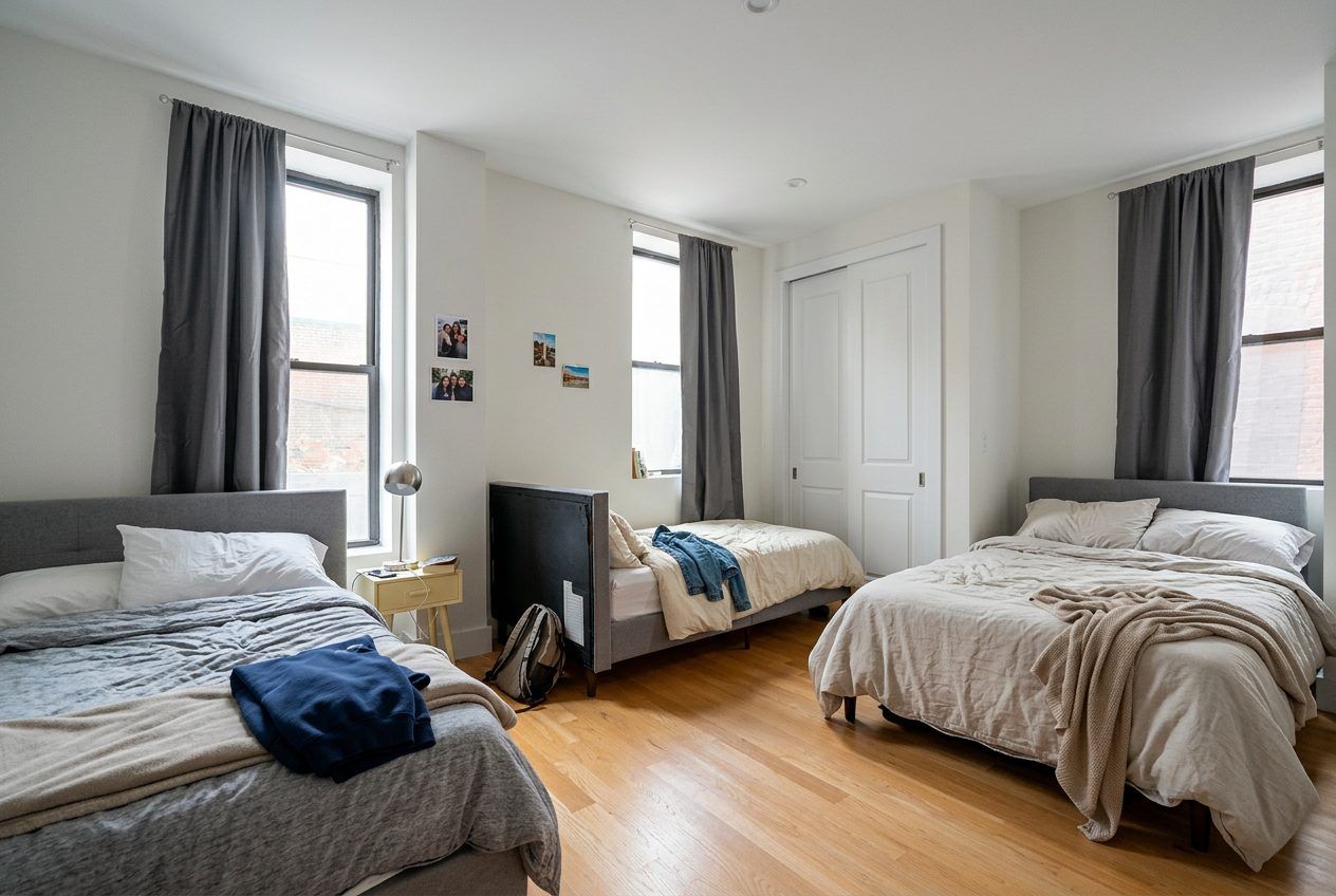 Furnished shared bedroom in a Bedford-Stuyvesant brownstone