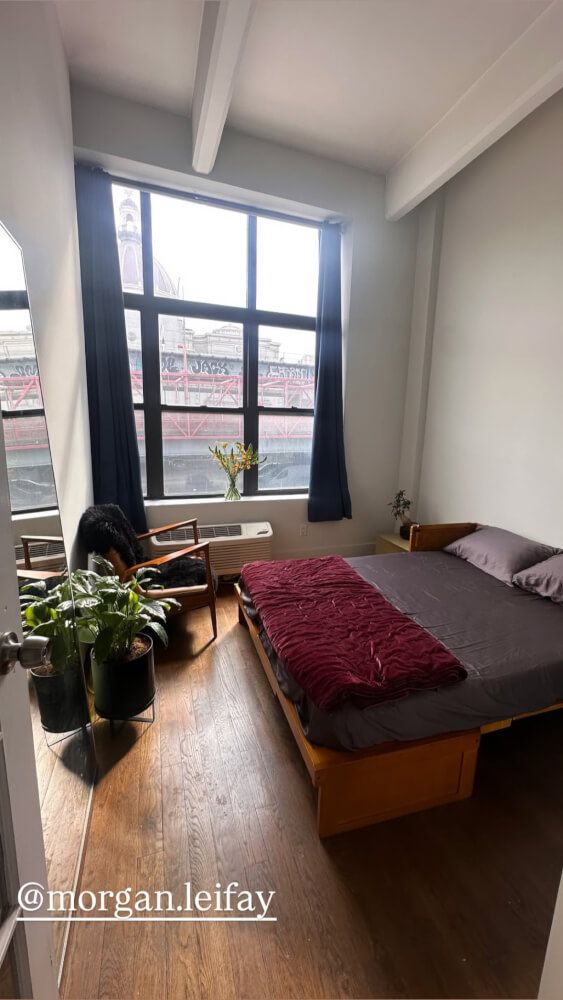 Stylish furnished bedroom in a Williamsburg loft