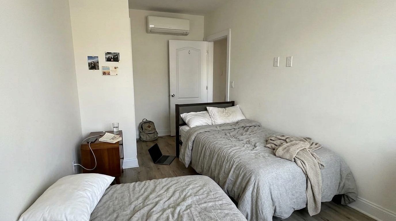 Furnished shared bedroom in a Bushwick townhouse