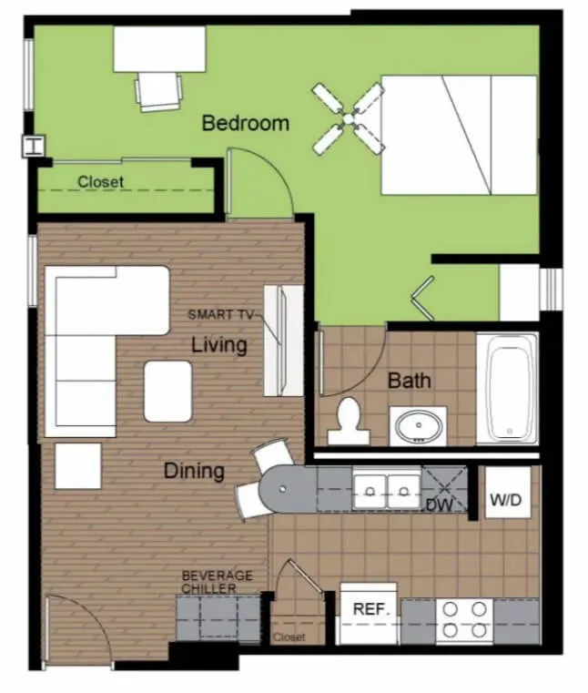 UIUC Green Street 1B1B | 5-Min Walk to Main Quad | Fully Furnished